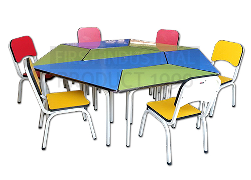 โต๊ะกิจกรรมเด็ก 6 เหลี่ยม โต๊ะคางหมู